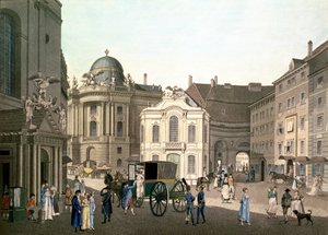 Vista de Michaelerplatz mostrando el antiguo Burgtheater de Karel Postl